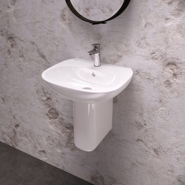 Ideal Standard Tesi 1 tap hole semi pedestal bathroom basin 600mm