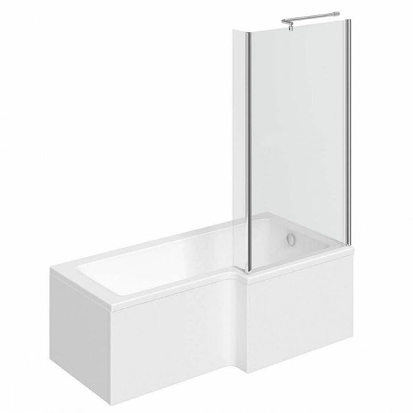 L shaped right handed shower bath 1500mm with 6mm shower bath screen