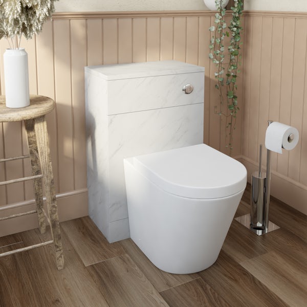 Orchard Lea marble slimline back to wall unit 500mm and Contemporary back to wall toilet with seat