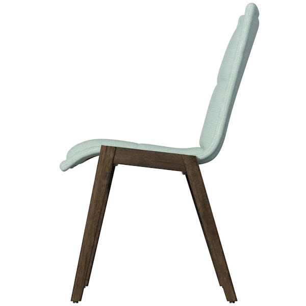 Hadley walnut and light cyan pair of dining chairs