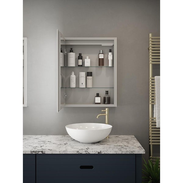 Mode Erith LED illuminated mirror cabinet 700 x 500mm with demister & charging socket