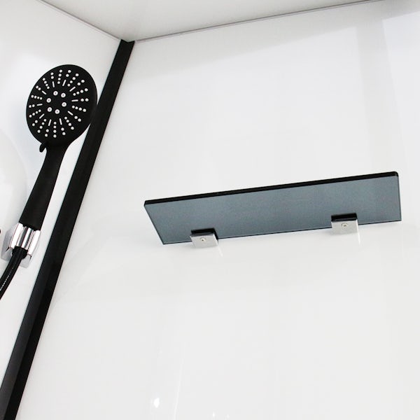 Insignia Monochrome black framed square hydro-massage shower cabin 900 x 900