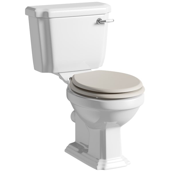 Dulwich close coupled toilet inc grey soft close seat