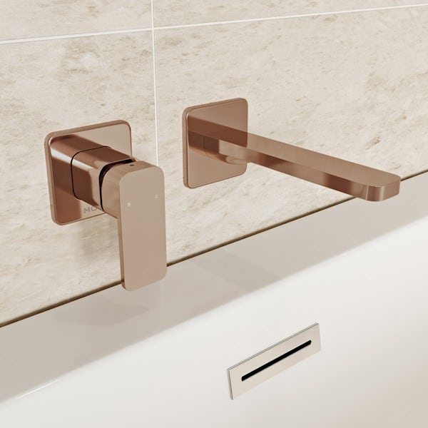 Mode Spencer square wall mounted rose gold bath mixer tap