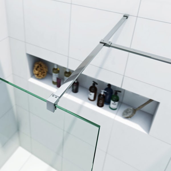 Mode luxury 8mm 3 sided walk in shower enclosure pack with stone shower tray