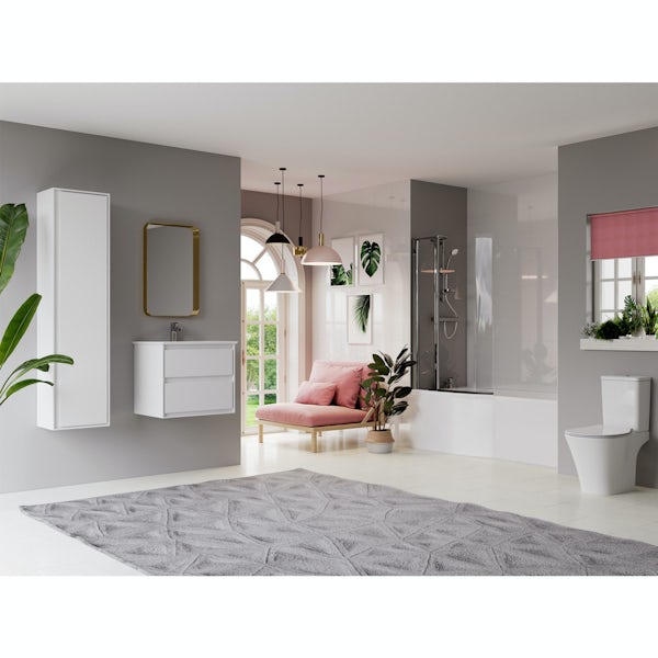 Ideal Standard Concept Air complete white furniture and left hand shower bath suite 1700 x 800