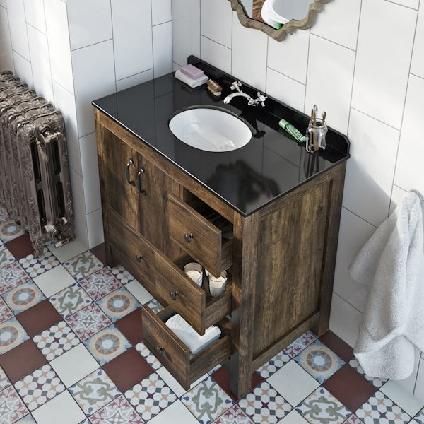 The Bath Co. Dalston vanity unit and black marble basin 900mm