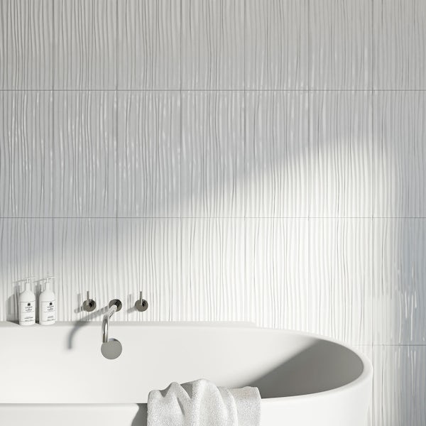 British Ceramic Tile Pure white wave gloss tile 248mm x 498mm