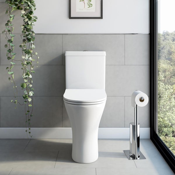 Orchard Derwent round comfort height close coupled toilet with slim soft close seat