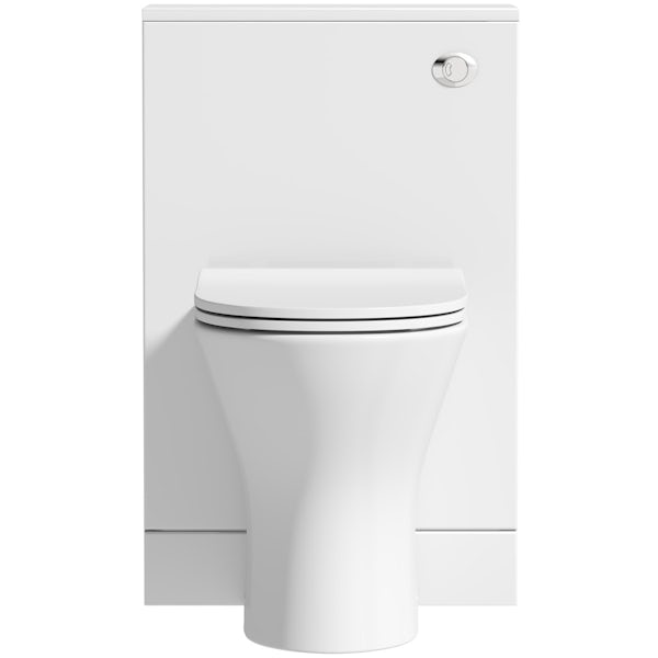 Orchard Derwent white back to wall unit and round compact toilet with soft close slim seat