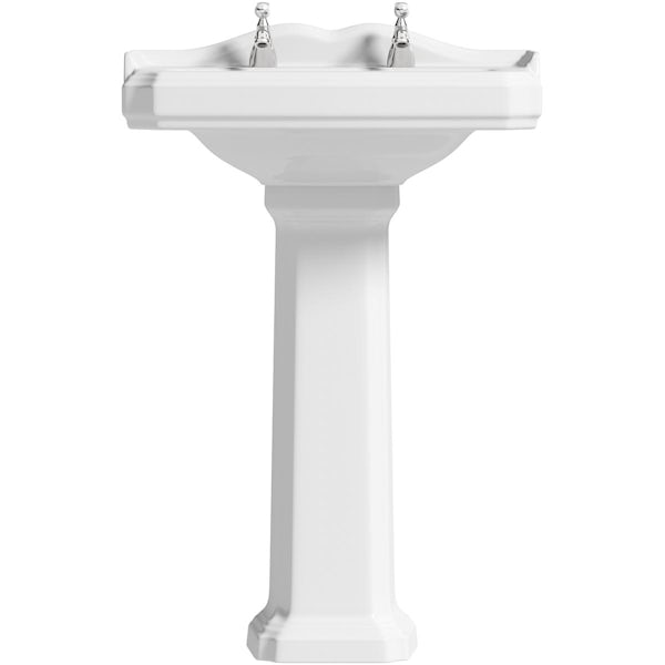 Orchard Winchester 2 tap hole full pedestal basin 600mm with taps