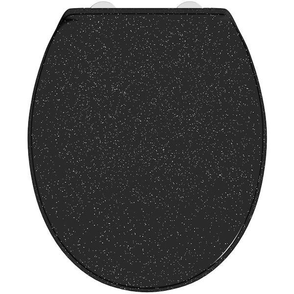 Accents universal glitter black toilet seat with soft close and quick release