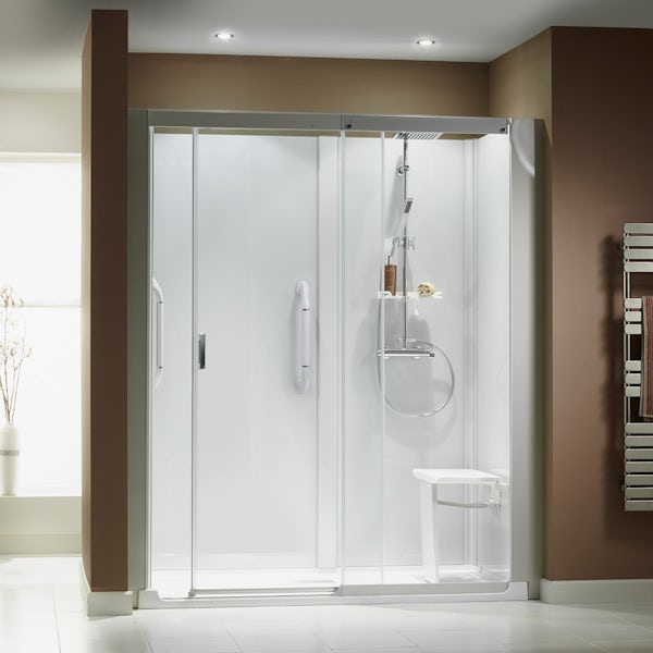 Kinemagic Serenity easy install bath replacement recessed shower cabin 1700 x 800