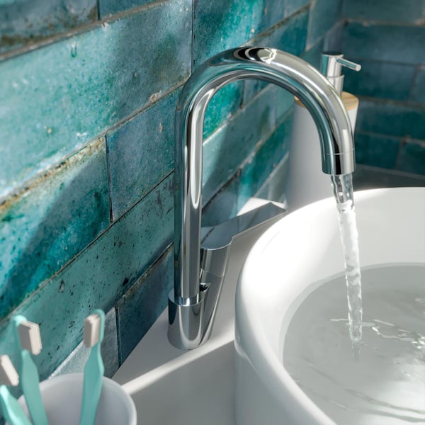 VitrA Solid S chrome basin mixer tap with swivel spout