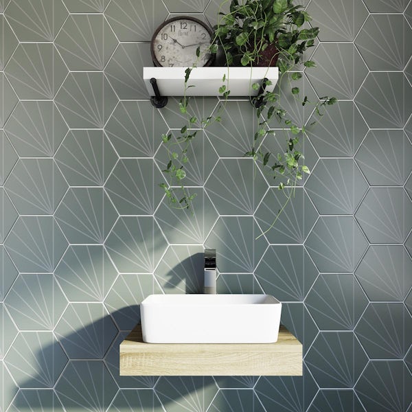 Moonbeam mint glazed porcelain wall and floor tiles 267 x 232mm