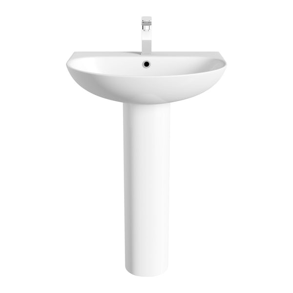 Mode Hardy close coupled toilet and full pedestal basin suite