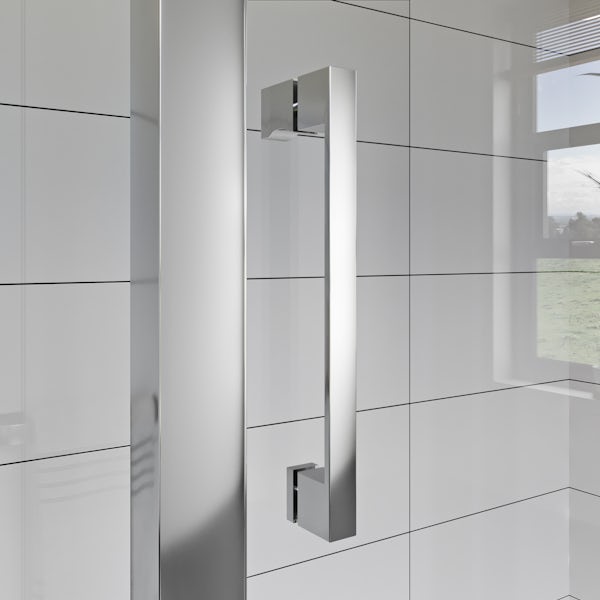 Mode 8mm sliding shower enclosure with grey anti slip shower tray