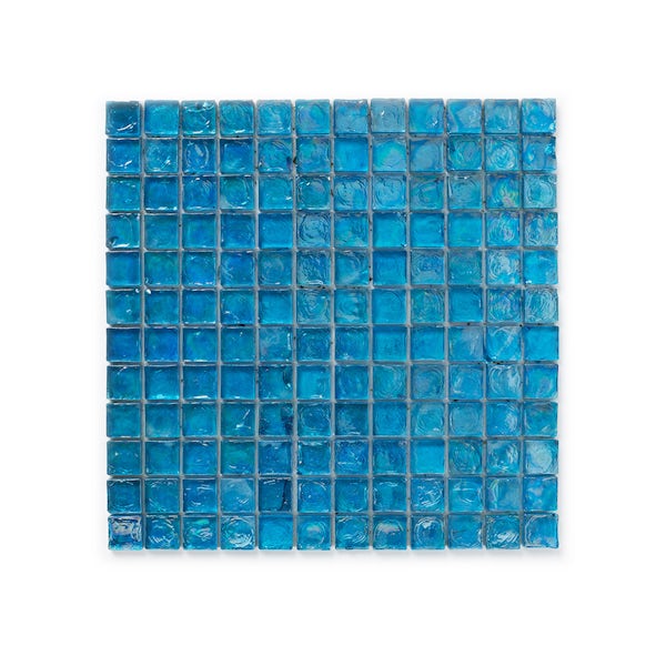 British Ceramic Tile Mosaic hammered blue gloss 300mm x 300mm - 1 sheet