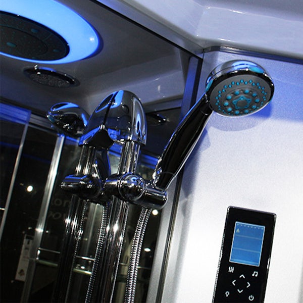 Insignia Premium black framed offset quadrant right handed hydro-massage shower cabin 1100 x 700