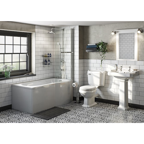 Winchester Bathroom Suite with Evesham 1700 x 850 Shower Bath RH
