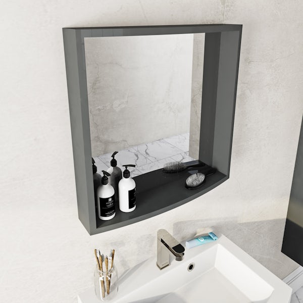 Mode Harrison slate gloss grey bathroom mirror 550 x 550mm