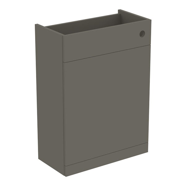 Ideal Standard i.life A matt quartz grey matt combination unit with wall hung toilet, concealed cistern and black handles 1200mm