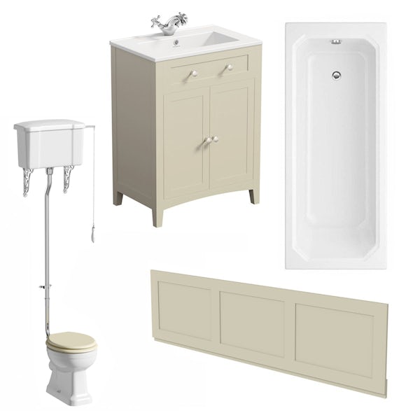 The Bath Co. Camberley satin ivory high level furniture suite with straight bath 1700 x 700