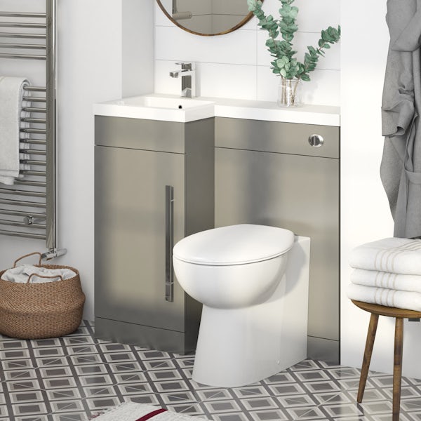 Orchard MySpace slate matt grey left handed combination unit with Clarity back to wall toilet