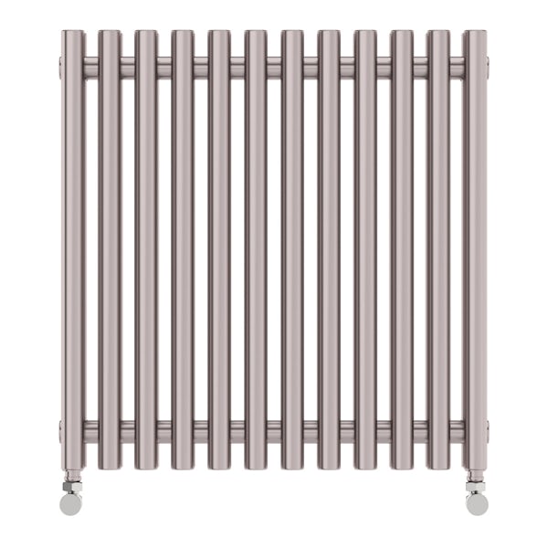 Tune matt nickel double horizontal radiator 600 x 590