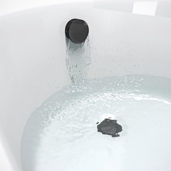 Orchard matt black bath filler with easy clean integral waste and overflow