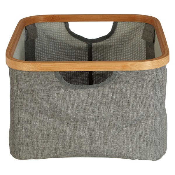 Carrick bamboo and grey fabric storage basket