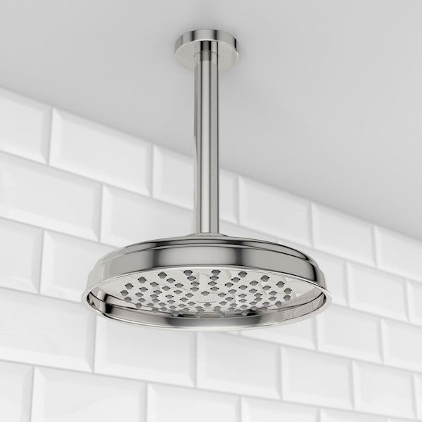 The Bath Co Rain Can Shower Head With Round Ceiling Arm ...