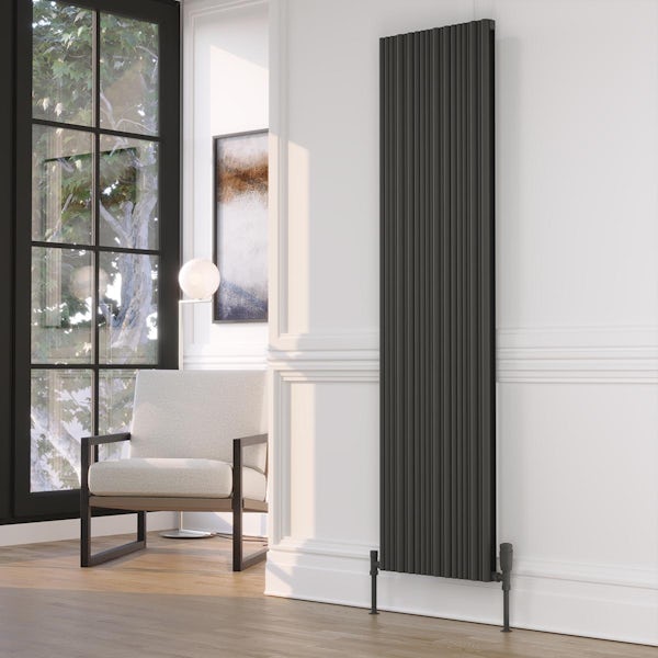 Vogue Quebec vertical matt black aluminium radiator