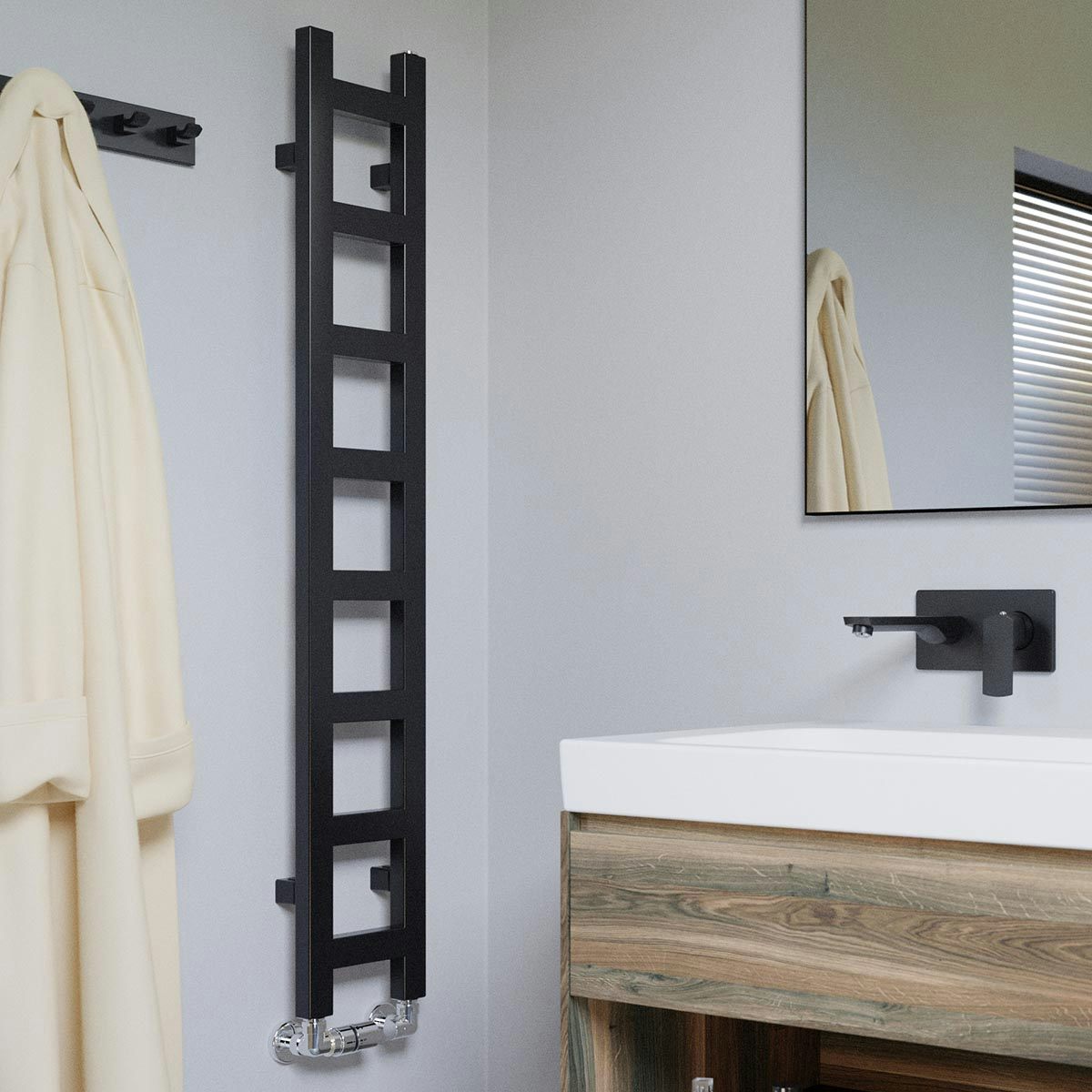 Black heated on sale towel rails