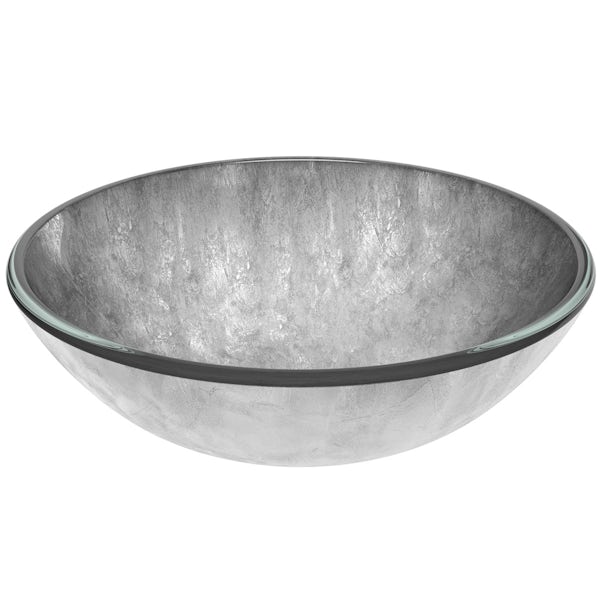 Mode Mackintosh silver foil glass countertop basin with waste