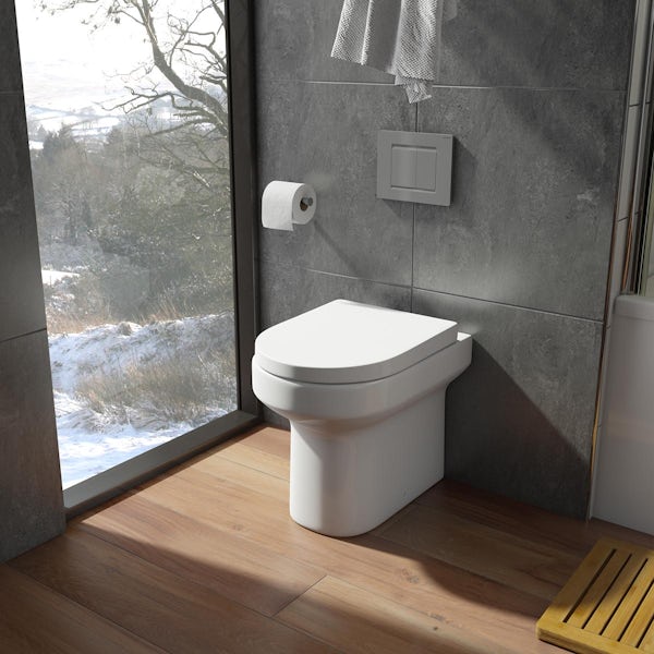 Orchard Wharfe rimless back to wall toilet and wrapover soft close toilet seat