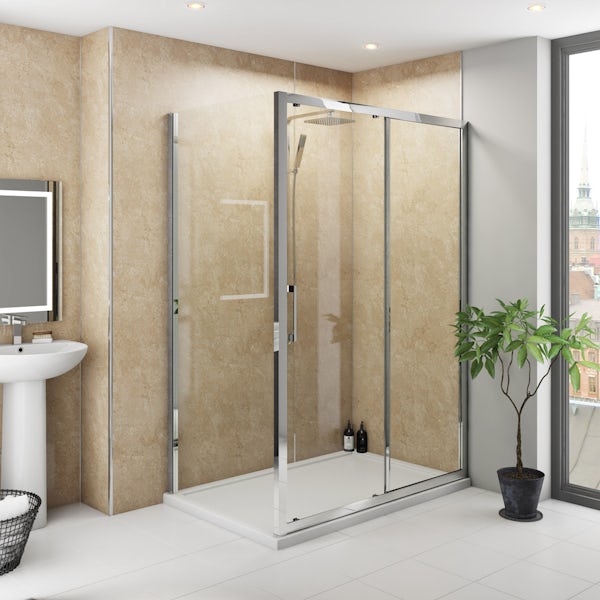 Multipanel Classic Travertine unlipped shower wall panel 1200