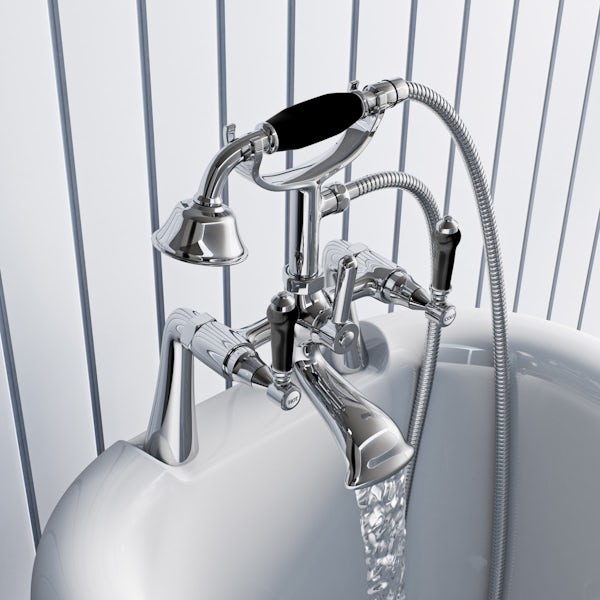 The Bath Co. Winchester black handle basin and bath shower mixer taps pack