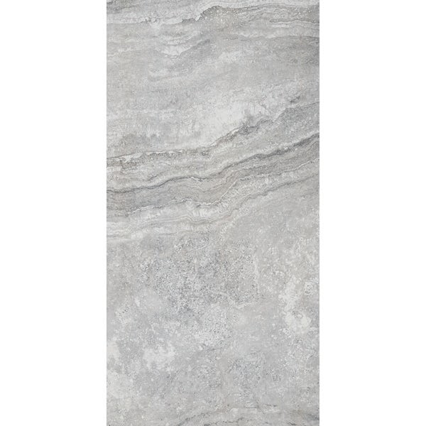 RAK Tech-Marble silver travertino polished wall and floor tile 600mm x 1200mm