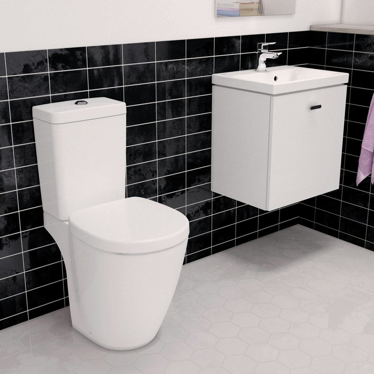 Ideal Standard Concept Space white vanity unit with close coupled toilet