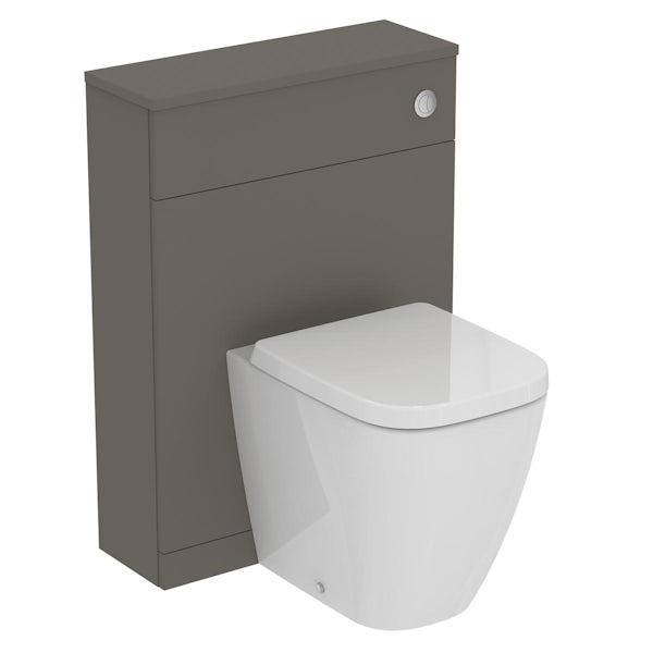 Ideal Standard i.life S quartz grey matt back to wall unit with rimless toilet and concealed cistern