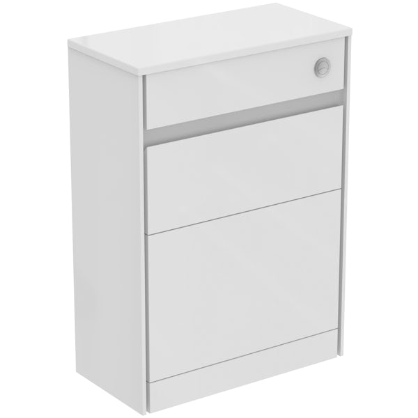 Ideal Standard Concept Air white gloss and matt white back to wall unit, concealed cistern and push button
