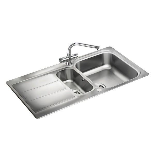 Rangemaster Glendale 1.5 bowl reversible kitchen sink with waste kit