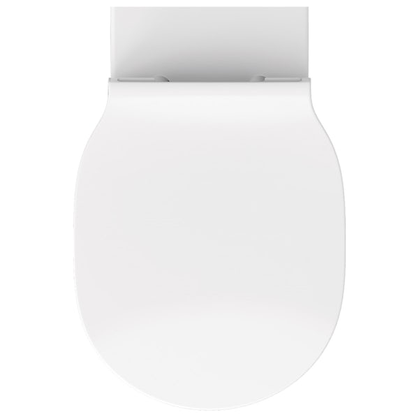 Ideal Standard Concept Air wall hung toilet with soft close toilet seat, wall mounting frame and push plate