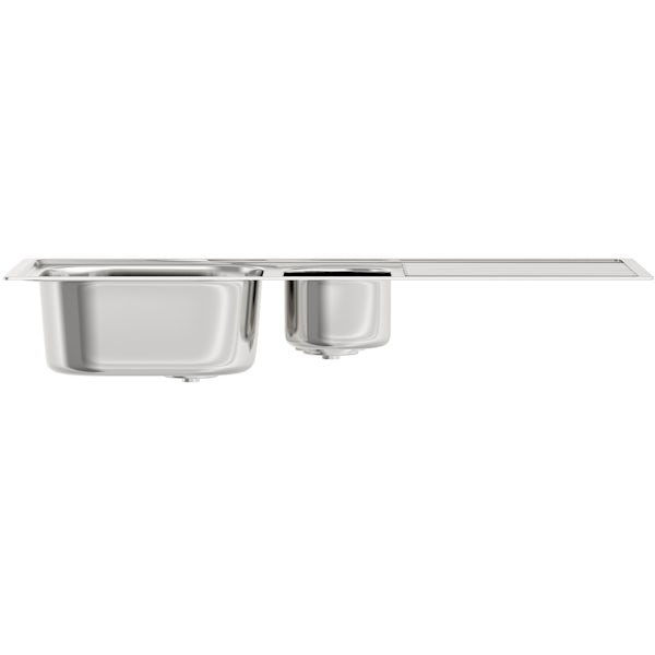 Bristan Inox easyfit universal kitchen sink 1.5 bowl stainless steel with cashew tap
