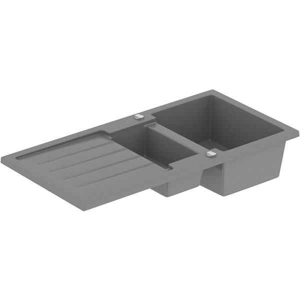 Schon Roseto Cobblestone grey 1.5 bowl reversible kitchen sink