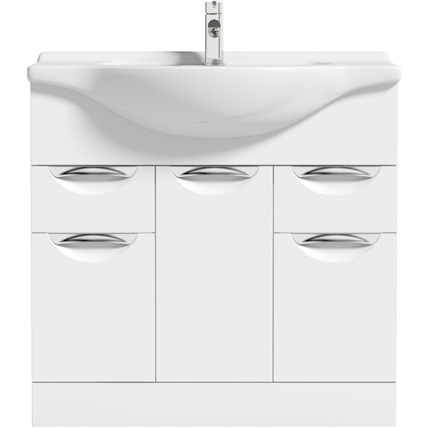 Orchard Elsdon white floorstanding vanity unit and ceramic basin 850mm