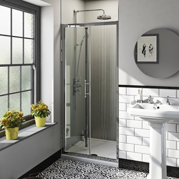 The Bath Co. Winchester traditional 6mm bifold shower door