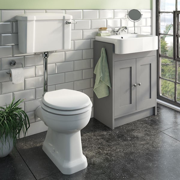 The Bath Co. Camberley grey vanity unit with low level toilet