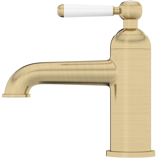 The Bath Co. Aylesford Vintage brushed brass mono basin mixer tap with waste